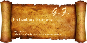 Galambos Ferenc névjegykártya